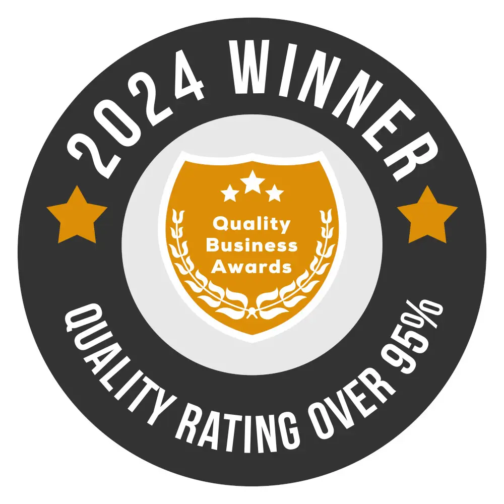 2024 Quality Business Awards Winner badge for Alchemy Wealth Management, awarded #1 Best Rated Financial Planner in Reno with a quality rating over 95 percent.